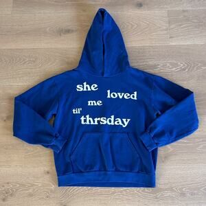 Thrsday David Dobrik Merch Graphic Pizza Hoodie Size L in Blue